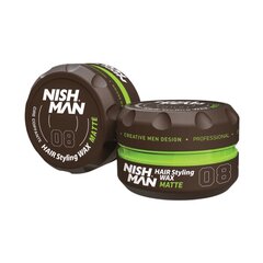 Juuksekujundusvaha Nishman Hair Styling Wax, 08 Matte meestele, 100 ml цена и информация | Средства для укладки волос | kaup24.ee