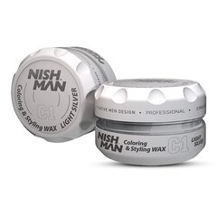 Juuksekujundusvaha Nishman Coloring & Styling Wax C1 Light Silver meestele, 100 ml цена и информация | Средства для укладки волос | kaup24.ee