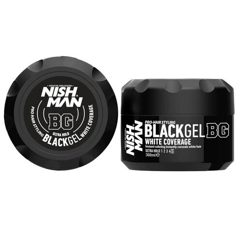 Juuksekujundusgeel Nishman Hair Styling Black Gel White Coverage, 300 ml цена и информация | Viimistlusvahendid juustele | kaup24.ee