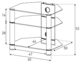 Sonorous RX2130 on kolme riiuliga 60 cm laiune HI-FI laud. hind ja info | TV alused | kaup24.ee