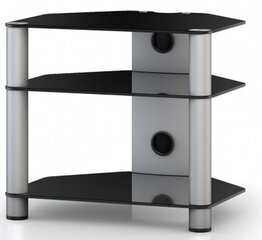 Sonorous RX2130 — Hi-Fi стол с тремя полками шириной 60 см. B-SLV (черное стекло, серебряные ножки) Hi-Fi Audio TV стол цена и информация | Тумбы под телевизор | kaup24.ee