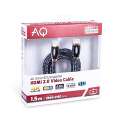 Кабель HDMI 2.0 PV10015 Длина 1,5 м AQ Premium цена и информация | Кабели и провода | kaup24.ee