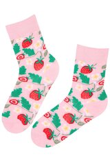 AMARA roosad maasikatega puuvillased sokid AMARA-40-45 hind ja info | Naiste sokid | kaup24.ee