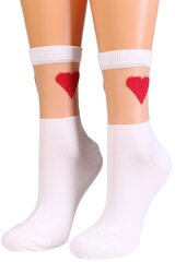 HEARTY valged punaste südametega sokid HEARTYwhite-36-40 цена и информация | Женские носки | kaup24.ee