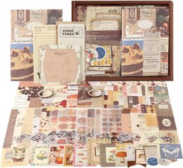 VBNZBK Vintage Scrapbooking tarvikute komplekt, 155 tükki hind ja info | Vihikud, märkmikud ja paberikaubad | kaup24.ee