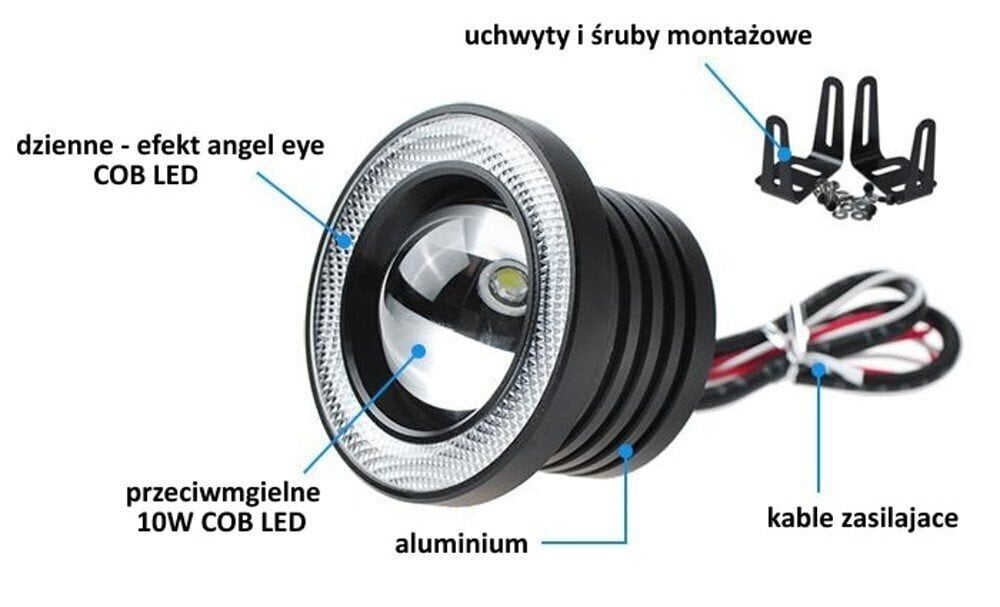 DRL TULED COB LED inglissilmade päevavalgus, 7.6cm läbimõõt 12V hind ja info | Autotuled | kaup24.ee