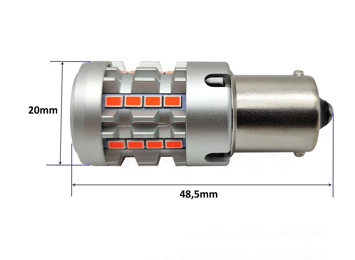 P21W LED BA15S 12-24V pirn ilma veata punane 2400lm, 1 tk. hind ja info | Autopirnid | kaup24.ee