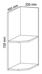 Köögikapp GAL2, 72x25x45 cm, valge hind ja info | Köögikapid | kaup24.ee