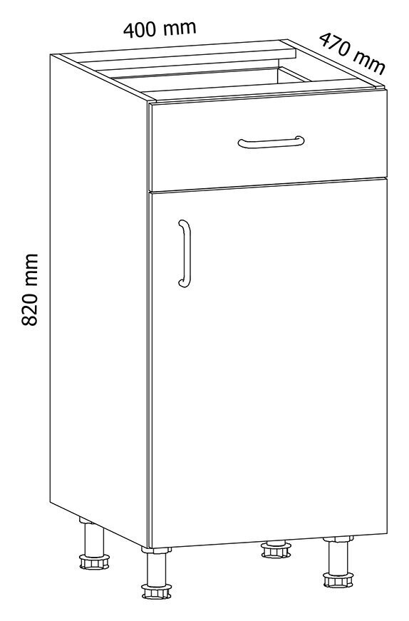 Köögikapp GAL6, 82x40x47 cm, valge hind ja info | Köögikapid | kaup24.ee