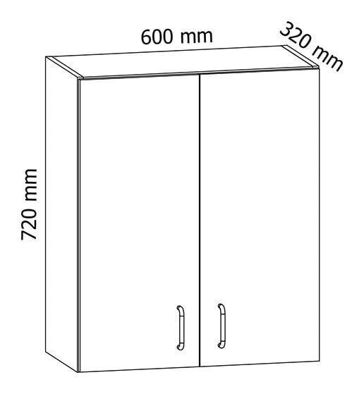 Köögikapp GAL27, 72x60x32 cm, valge hind ja info | Köögikapid | kaup24.ee