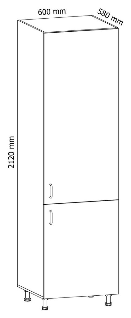 Köögikapp GAL37, 212x60x58 cm, valge цена и информация | Köögikapid | kaup24.ee