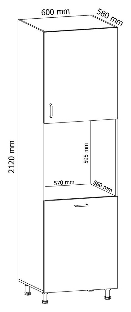 Köögikapp GAL38, 212x60x58 cm, valge цена и информация | Köögikapid | kaup24.ee