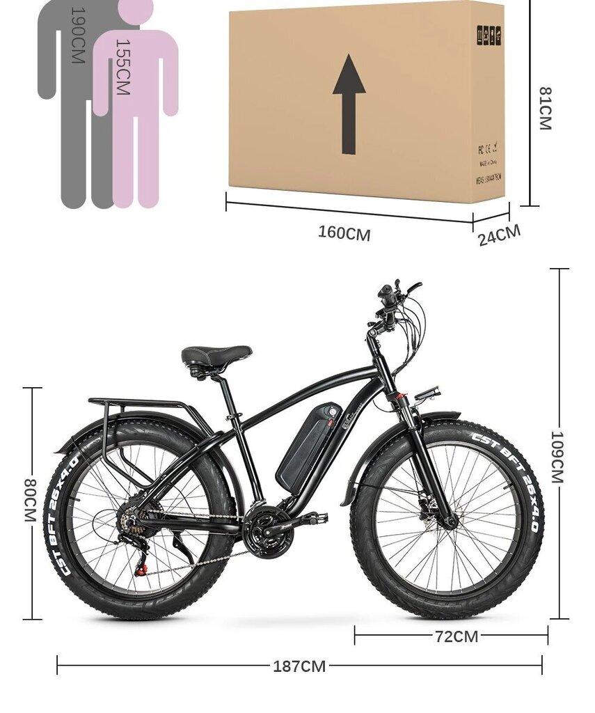 Elektrijalgratas Cmacewheel M26, 26", must цена и информация | Elektrirattad | kaup24.ee