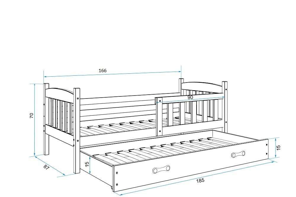 Lastevoodi BMS705BR, 80x160 cm, valge/roosa цена и информация | Lastevoodid | kaup24.ee