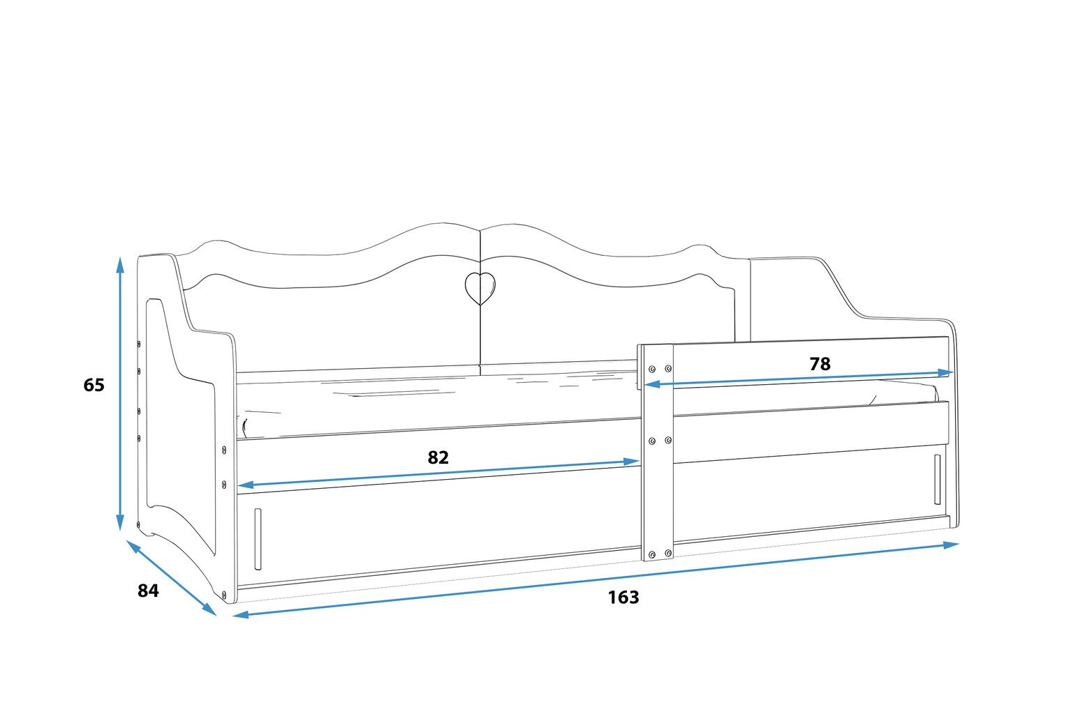 Lastevoodi BMS200BB, 80x160 cm, valge цена и информация | Lastevoodid | kaup24.ee