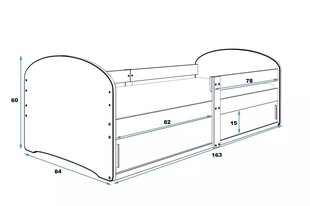 Lastevoodi BMS422PP, 80x190 cm, hall/sinine hind ja info | Lastevoodid | kaup24.ee