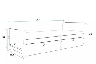 Детская кровать BMSV2PB, 80x200 см, серый/белый цена и информация | Детские кровати | kaup24.ee