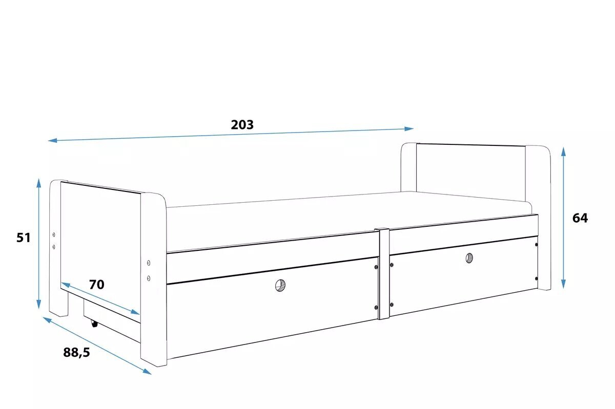 Lastevoodi BMSV2PP, 80x200 cm, hall hind ja info | Lastevoodid | kaup24.ee