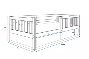 Детская кровать BMSV5, 80x160 см, серый/белый цена и информация | Детские кровати | kaup24.ee