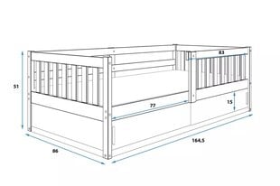 Lastevoodi BMSV6, 80x160 cm, hele pruun/valge hind ja info | Lastevoodid | kaup24.ee