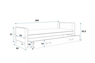 Lastevoodi BMSV8PB, 80x200 cm, hall hind ja info | Lastevoodid | kaup24.ee