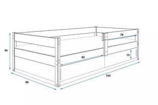 Lastevoodi BMSV10PB, 80x160 cm, hall/valge hind ja info | Lastevoodid | kaup24.ee