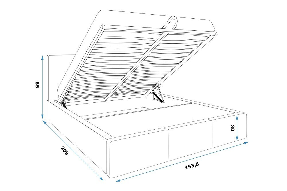 Voodi BMS612GP, 1400x2000 cm, hall цена и информация | Voodid | kaup24.ee