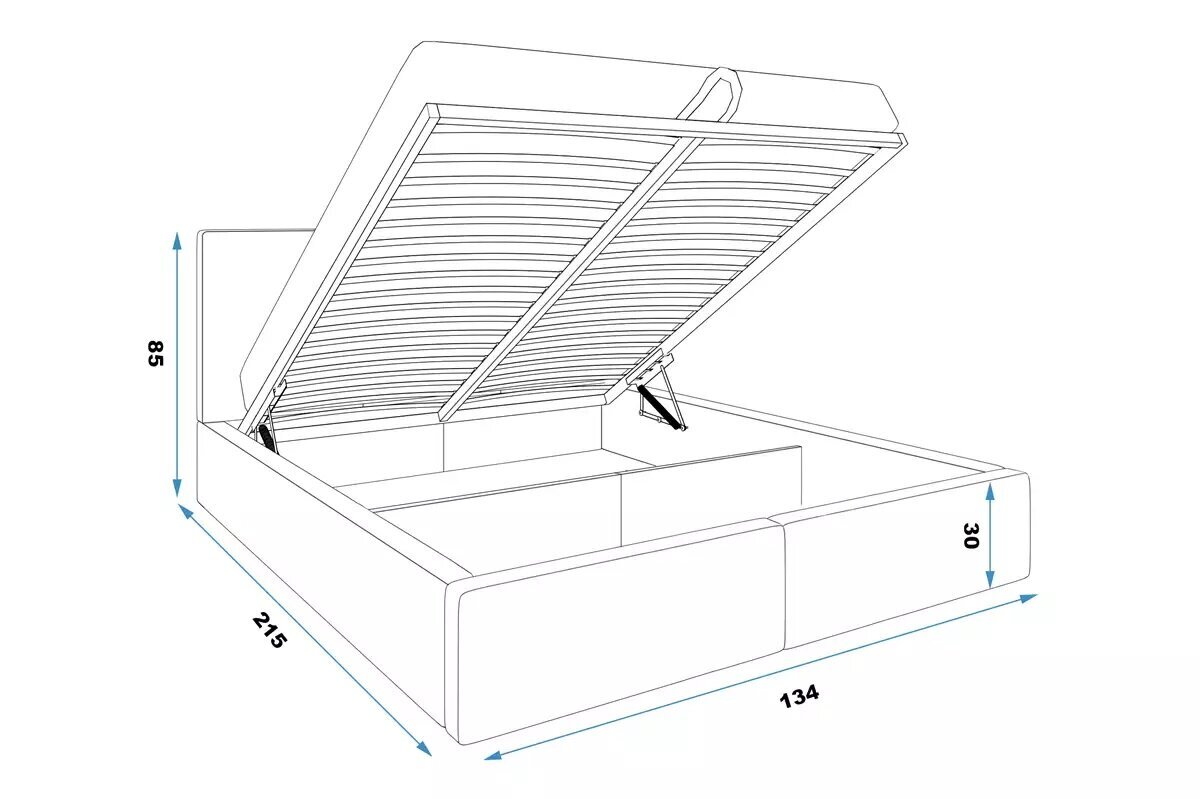 Voodi BMSP5G, 1200x2000 cm, hall hind ja info | Voodid | kaup24.ee