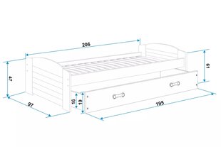 Детская кровать BMS98PP, 90x200 см, серый цена и информация | Детские кровати | kaup24.ee