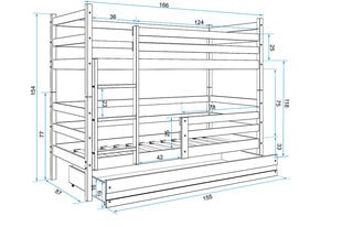 Narivoodi BMS139BZA, 80x160 cm, valge/roheline hind ja info | Lastevoodid | kaup24.ee