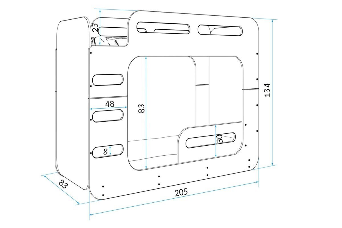 Lastevoodi BMS195, 90x200 cm, valge hind ja info | Lastevoodid | kaup24.ee