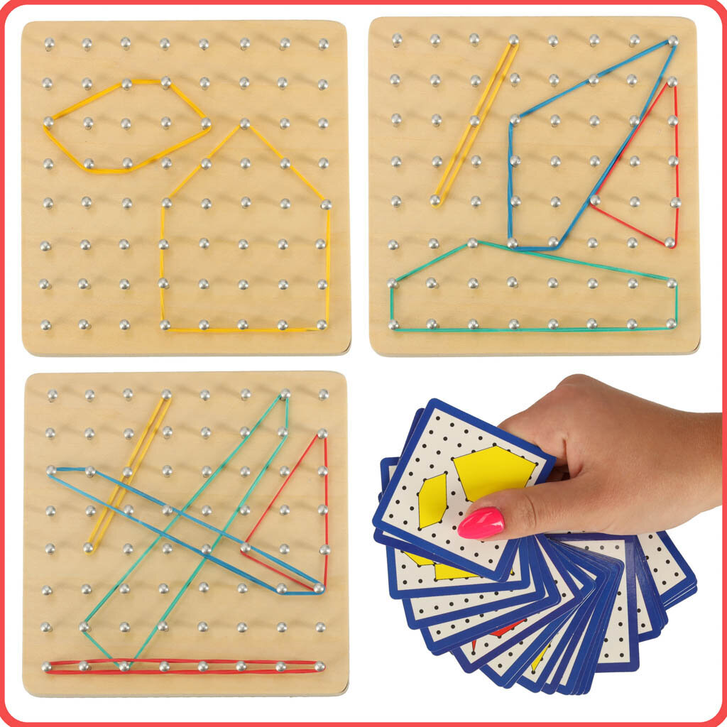 Geoboard Geoplan medinė dėlionė, kurianti figūras su gumytėmis цена и информация | Arendavad mänguasjad | kaup24.ee