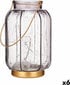 Gift Decor LED Lantern Stripes Grey Golden Glass 13,5 x 22 x 13,5 cm (6 Units) цена и информация | Küünlad, küünlajalad | kaup24.ee