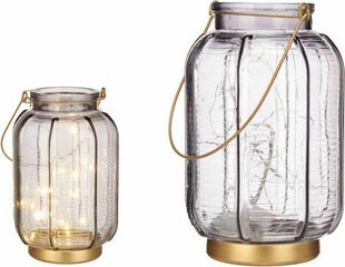 Gift Decor LED Lantern Stripes Grey Golden Glass 13,5 x 22 x 13,5 cm (6 Units) hind ja info | Küünlad, küünlajalad | kaup24.ee