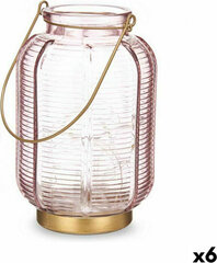 Gift Decor LED Lantern Stripes Pink Golden Glass 13,5 x 22 x 13,5 cm (6 Units) цена и информация | Подсвечники, свечи | kaup24.ee