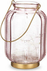 Gift Decor LED Lantern Stripes Pink Golden Glass 13,5 x 22 x 13,5 cm (6 Units) hind ja info | Küünlad, küünlajalad | kaup24.ee