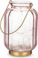 Gift Decor LED Lantern Stripes Pink Golden Glass 13,5 x 22 x 13,5 cm (6 Units) цена и информация | Küünlad, küünlajalad | kaup24.ee