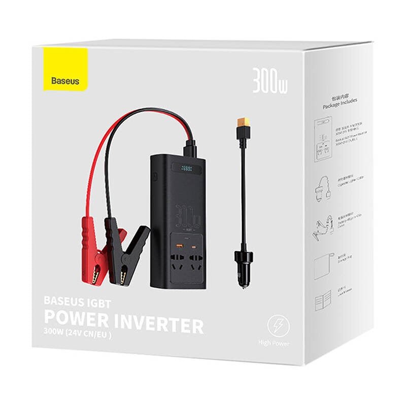 Baseus Power Inverter 300W (24V CN/EU) (must) hind ja info | Muundurid, inverterid | kaup24.ee