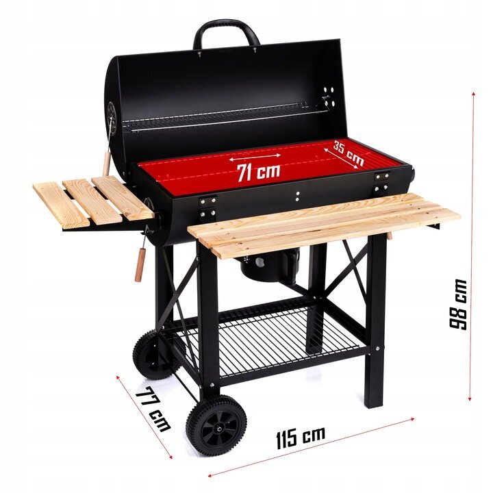 Grill Garden Lehmann, 71 x 35 cm, must hind ja info | Grillid | kaup24.ee