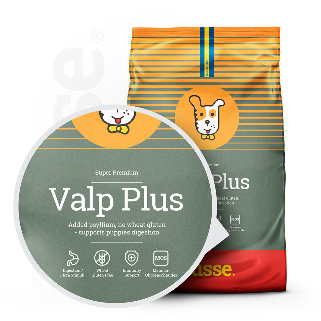 Husse Valp Plus, täisväärtuslik toitumine psülliumi ja köögiviljakiududega, 7 kg цена и информация | Kuivtoit koertele | kaup24.ee