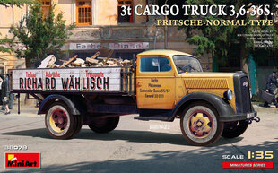 Liimitav mudel MiniArt 38079 3t Cargo Truck 3,6-36S Pritsche-Normal-Type 1/35 hind ja info | Liimitavad mudelid | kaup24.ee