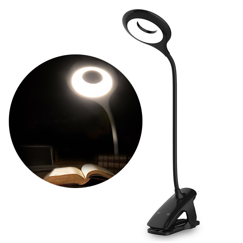 Juhtmeta LED-lugemislamp klambriga + must mikro USB kaabel цена и информация | Laualambid | kaup24.ee