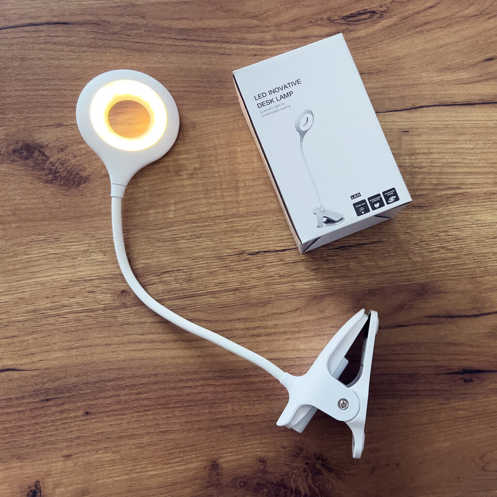 Juhtmeta LED-lugemislamp klambriga + must mikro USB kaabel hind ja info | Laualambid | kaup24.ee