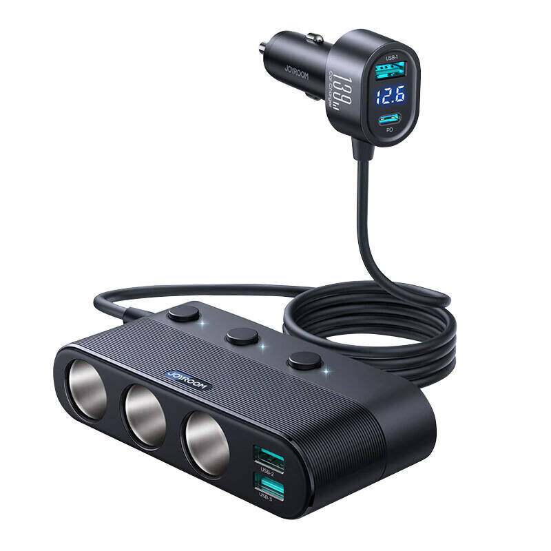 Car charger|adapter Joyroom JR-CCL01 7in1 black цена и информация | Turvasüsteemid ja 12V seadmed | kaup24.ee