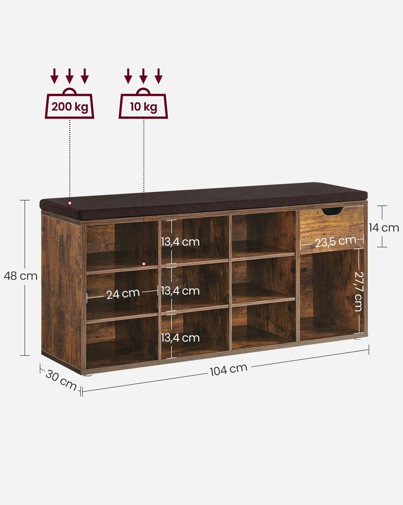 Kingakapp Songmics, 48 x 30 x 104 cm, pruun hind ja info | Jalatsikapid, jalatsiriiulid | kaup24.ee