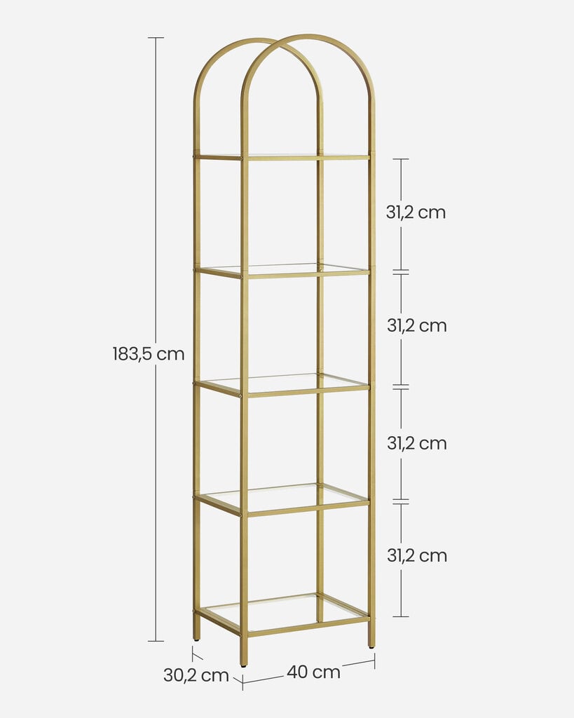 Riiul Songmics, 30,2 x 40 x 183,5 cm, kuldne hind ja info | Riiulid | kaup24.ee