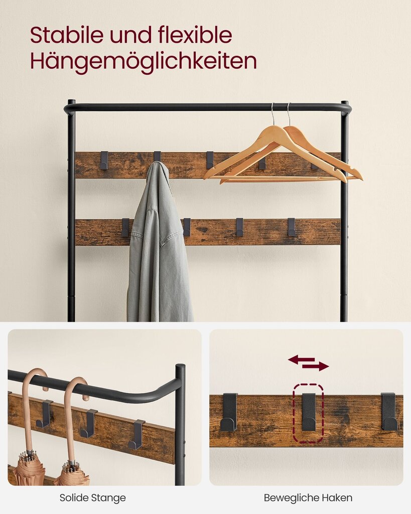 Riidenagi Songmics, 32,2 x 84 x 180 cm, pruun цена и информация | Nagid | kaup24.ee