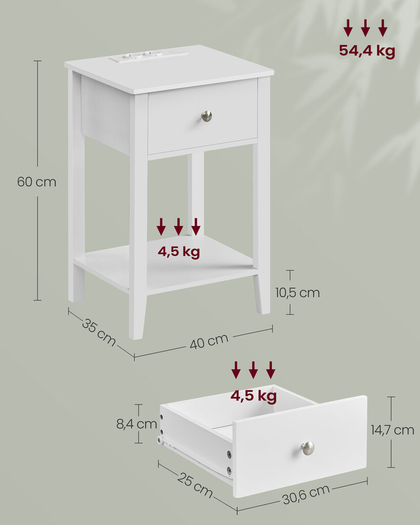 Öökapp Songmics, 35 x 40 x 60 cm, valge цена и информация | Öökapid | kaup24.ee