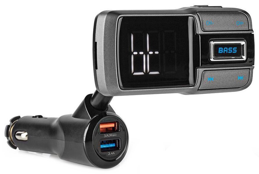 NEDIS FM Transmitter do auta/ Hands-free volání/ 2.0 "/ LED obrazovka/ Bluetooth 5.0/ 12-24 V DC/ 3 A/ 2x USB/ černý hind ja info | FM modulaatorid, FM trasmitterid | kaup24.ee