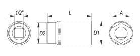 1/2" pesa 13 mm x 76 mm 6 punkti pikk hind ja info | Käsitööriistad | kaup24.ee